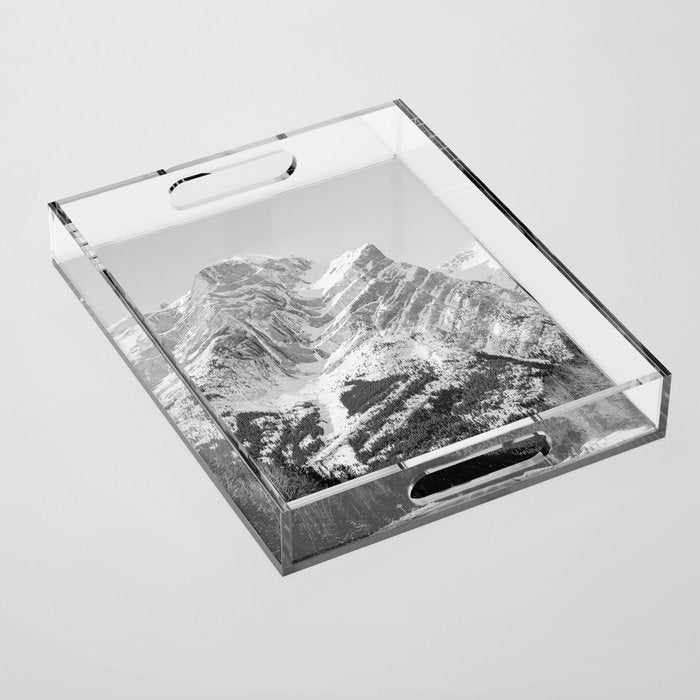 Rocky Mountains Black and White Acrylic Tray Gallery Image 1