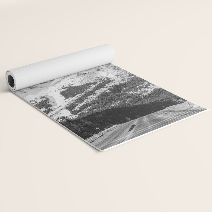 Rocky Mountains Black and White Yoga Mat Gallery Image 2