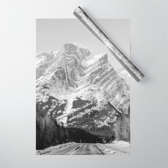 Rocky Mountains Black and White Wrapping Paper Gallery Image 1