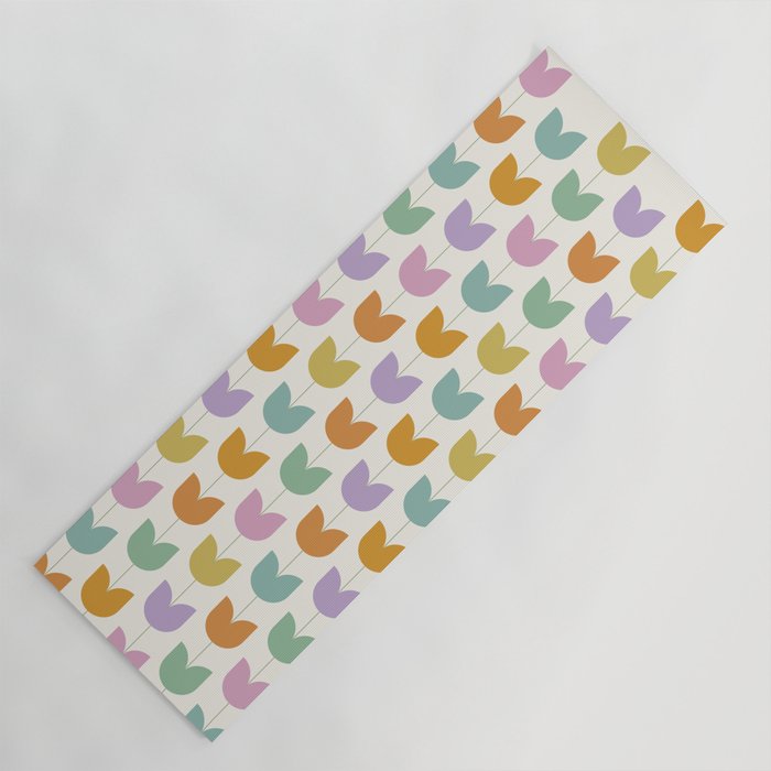 Spring Tulips X Rainbow Mid Century Flowers Yoga Mat Gallery Image 1