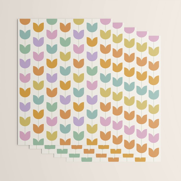 Spring Tulips X Rainbow Mid Century Flowers Wrapping Paper Gallery Image 3