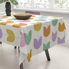 Spring Tulips X Rainbow Mid Century Flowers Tablecloth Gallery Image 3