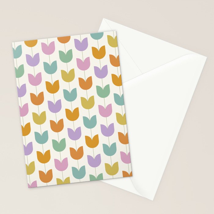 Spring Tulips X Rainbow Mid Century Flowers Stationery Card Gallery Image 2