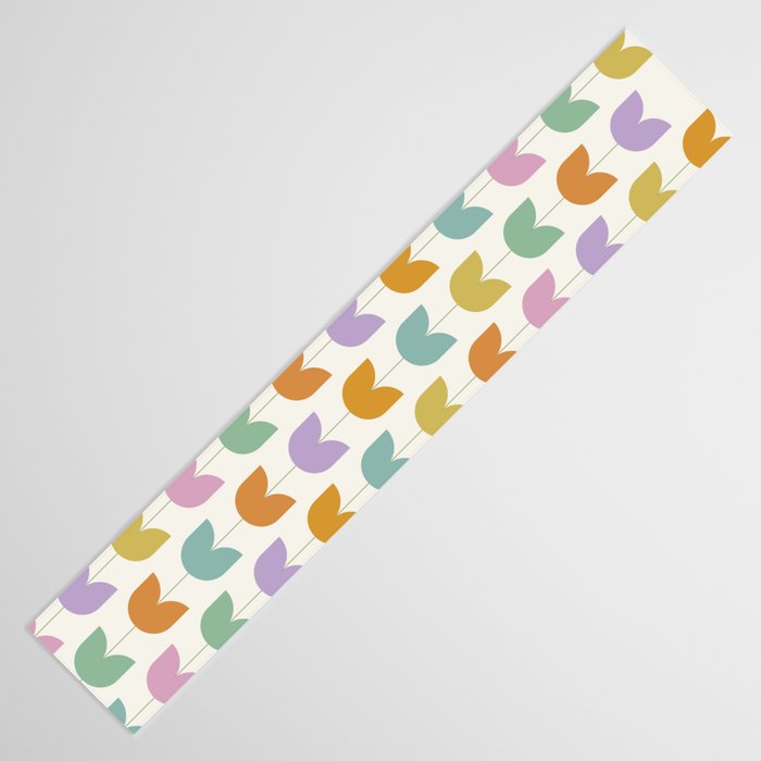 Spring Tulips X Rainbow Mid Century Flowers Table Runner Gallery Image 3