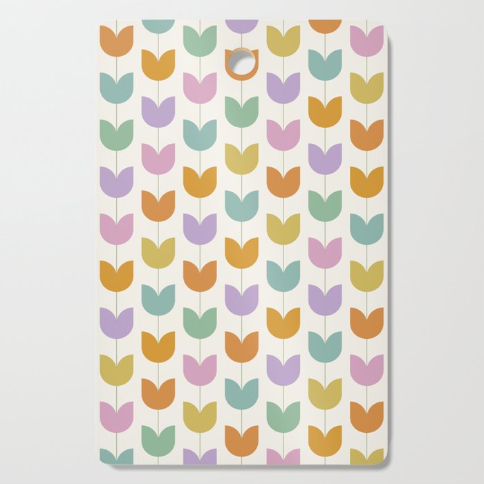 Spring Tulips X Rainbow Mid Century Flowers Cutting Board Gallery Image 1