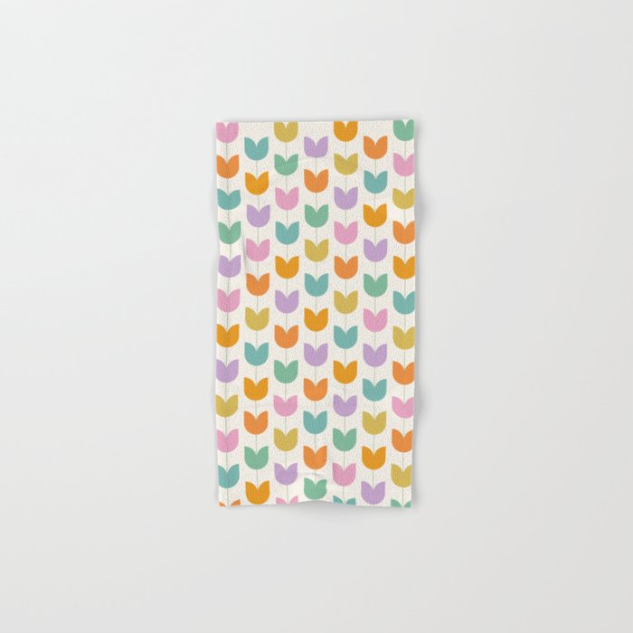 Spring Tulips X Rainbow Mid Century Flowers Bath Towel Gallery Image 1