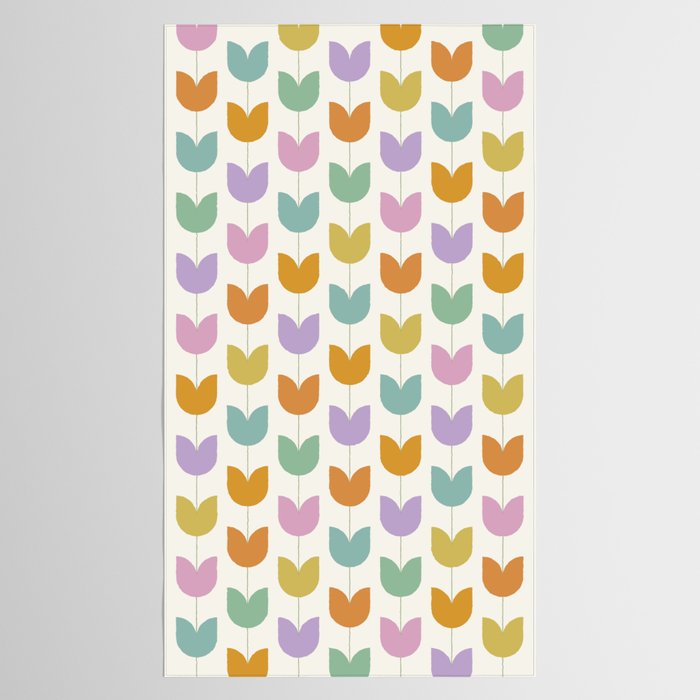Spring Tulips X Rainbow Mid Century Flowers Tablecloth Gallery Image 2