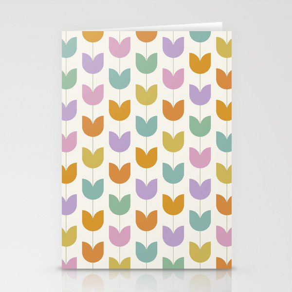 Spring Tulips X Rainbow Mid Century Flowers Stationery Card Gallery Image 2