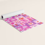 I Love You Checkerboard - Pink Red & Purple Yoga Mat Gallery Image 2