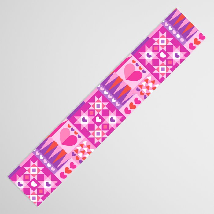 I Love You Checkerboard - Pink Red & Purple Table Runner Gallery Image 3