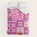I Love You Checkerboard - Pink Red & Purple Comforter Gallery Image 6
