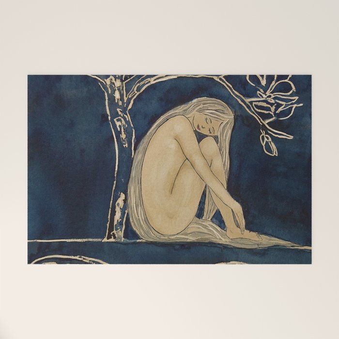 Girl sleeping under magnolia flowers Welcome Mat Gallery Image 1