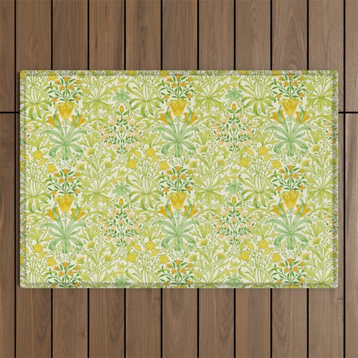 William Morris Woodland Weeds Sap Green Outdoor Rug Gallery Image 1