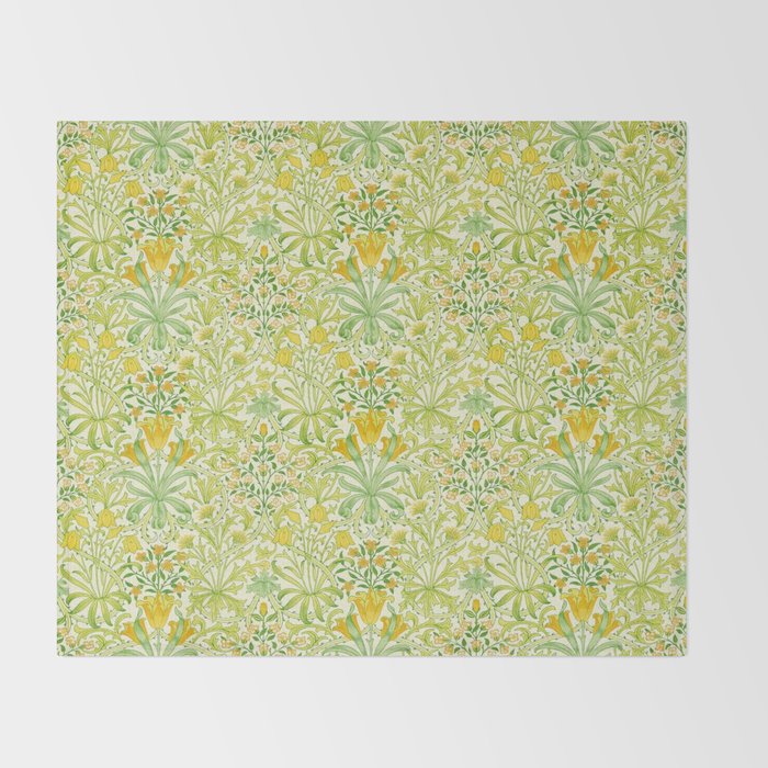 William Morris Woodland Weeds Sap Green Throw Blanket Gallery Image 2