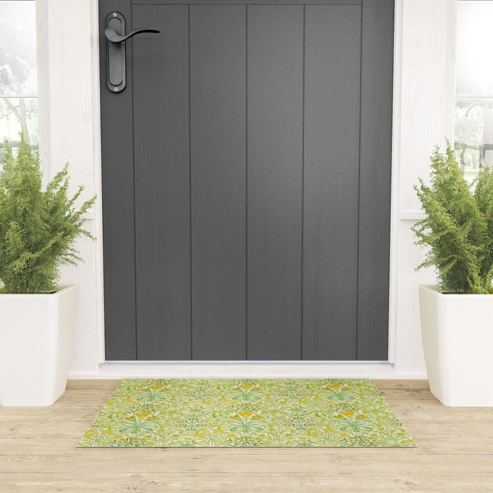 William Morris Woodland Weeds Sap Green Welcome Mat Gallery Image 3
