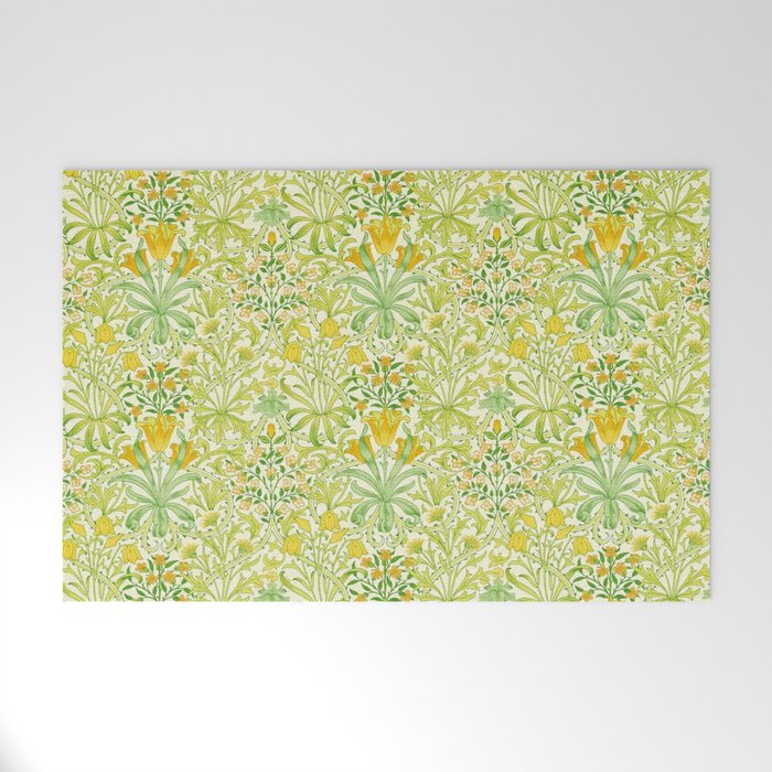 William Morris Woodland Weeds Sap Green Welcome Mat Gallery Image 1