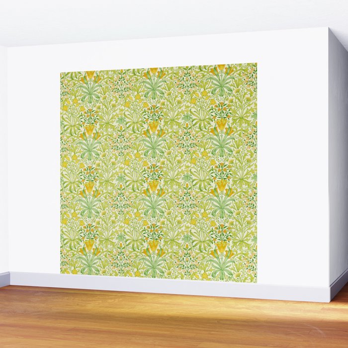 William Morris Woodland Weeds Sap Green Wall Mural Gallery Image 2