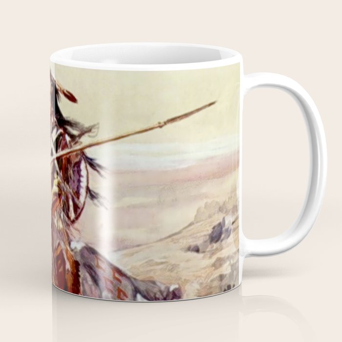 âIndian With Spear â by Charles M Russell Coffee Mug Gallery Image 1
