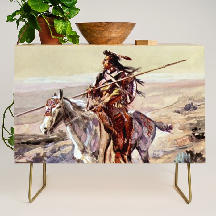 âIndian With Spear â by Charles M Russell Credenza Gallery Image 1