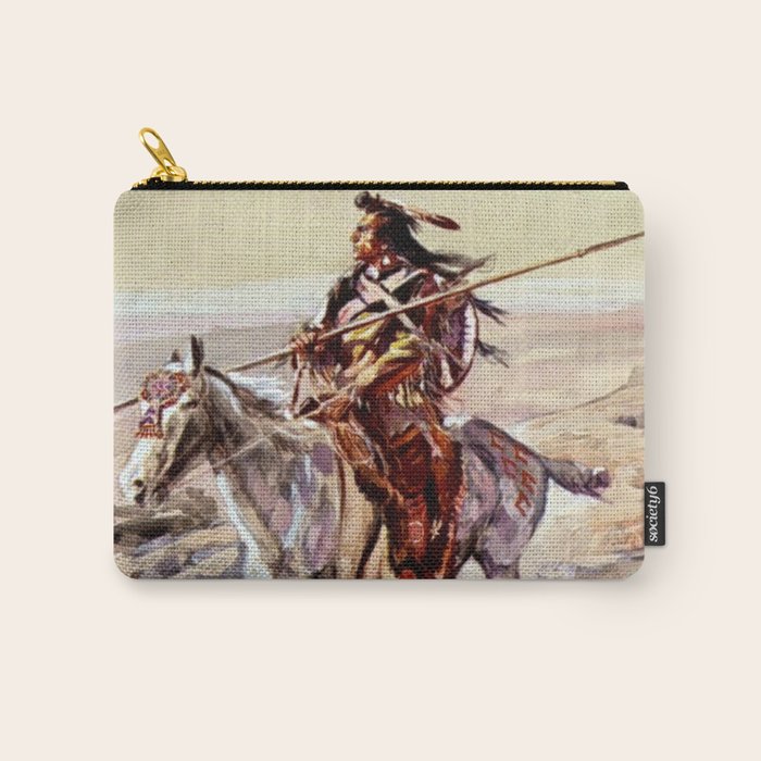 âIndian With Spear â by Charles M Russell Carry All Pouch Gallery Image 1
