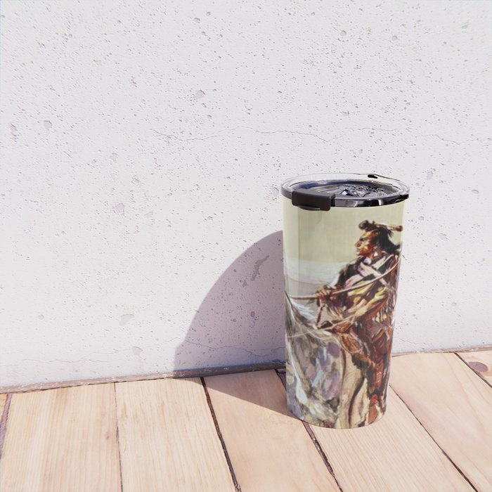 âIndian With Spear â by Charles M Russell Travel Mug Gallery Image 4