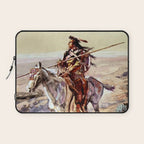 âIndian With Spear â by Charles M Russell Laptop Sleeve Gallery Image 1