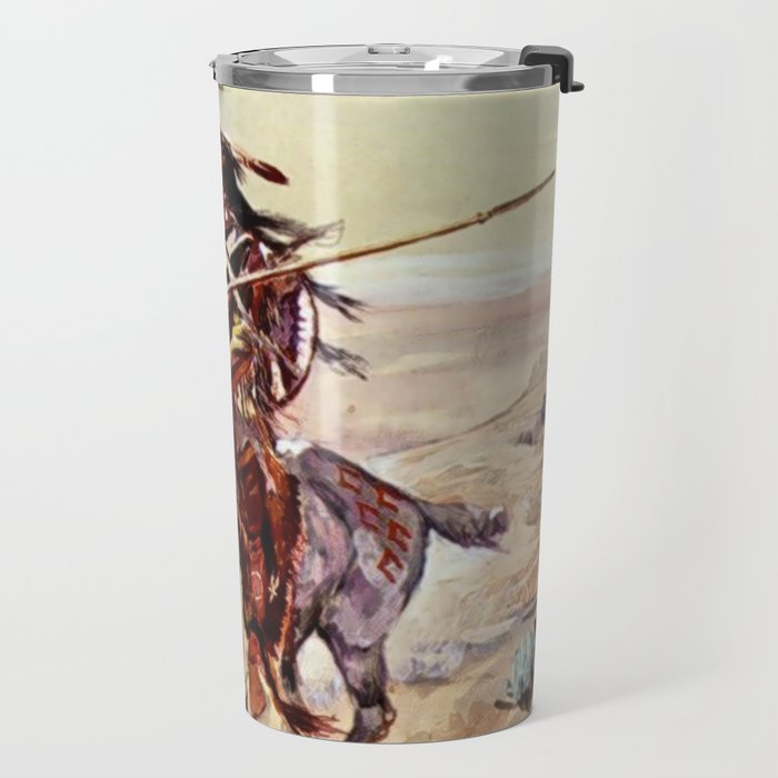 âIndian With Spear â by Charles M Russell Travel Mug Gallery Image 2