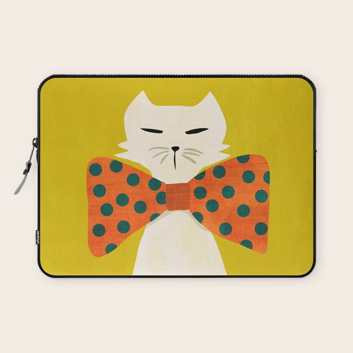 Cat with incredebly oversized humongous bowtie Laptop Sleeve Gallery Image 1
