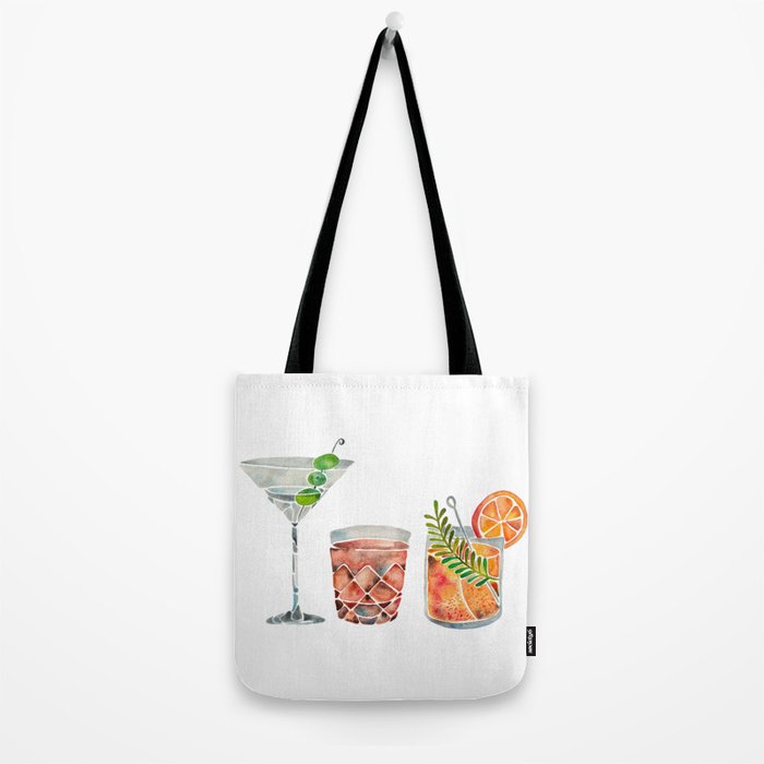 Classic Cocktails  - 1960s Watercolor Lineup Tote Bag Gallery Image 2