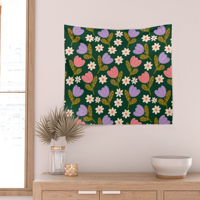 Night Flowers  Wall Tapestry Gallery Image 2