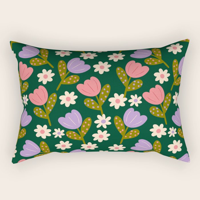 Night Flowers  Rectangular Pillow Gallery Image 1