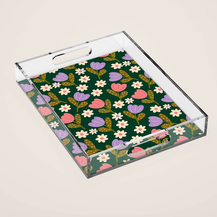 Night Flowers  Acrylic Tray Gallery Image 1