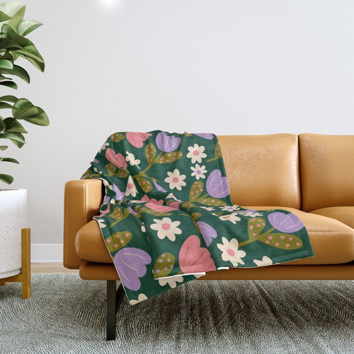 Night Flowers  Throw Blanket Gallery Image 1
