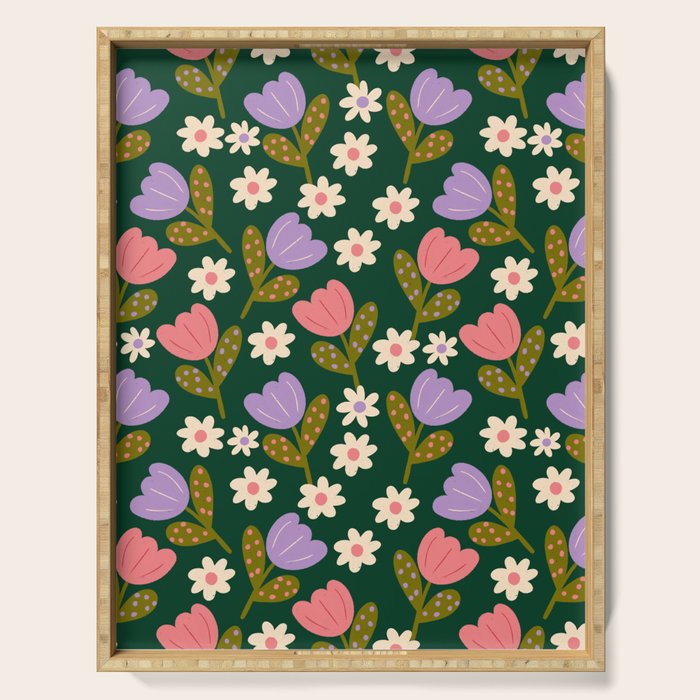 Night Flowers  Serving Tray Gallery Image 1