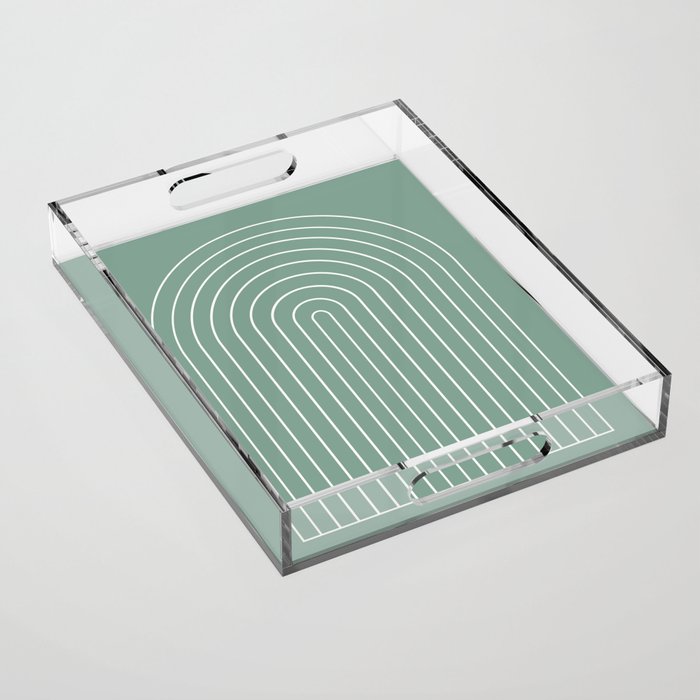 Minimal Arch XXXVII Natural Green Modern Geometric Lines Acrylic Tray Gallery Image 1