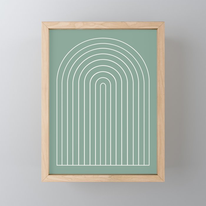Minimal Arch XXXVII Natural Green Modern Geometric Lines Mini Art Print Gallery Image 1