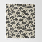 Bison - black and cream Throw Blanket Gallery Image 2