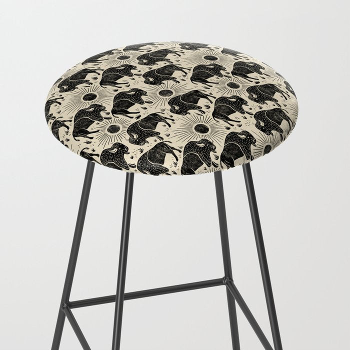 Bison - black and cream Stool Gallery Image 2