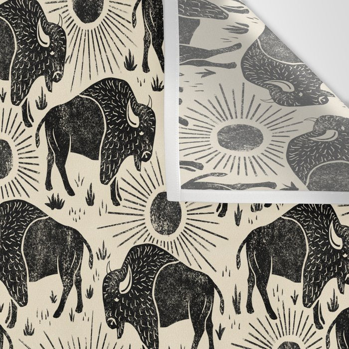 Bison - black and cream Wall Tapestry Gallery Image 3