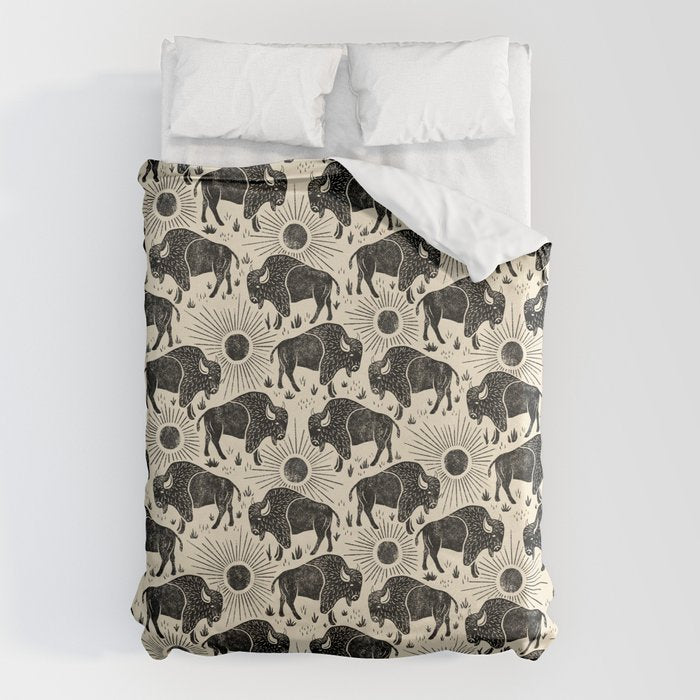 Bison - black and cream Duvet Cover Gallery Image 1