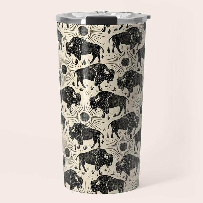 Bison - black and cream Travel Mug Gallery Image 1
