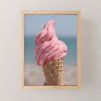 Shiny Pink Ice Cream - Glitter| pastel | pink | art print | beach | | ice cream | summer | ocean  Mini Art Print Gallery Image 1
