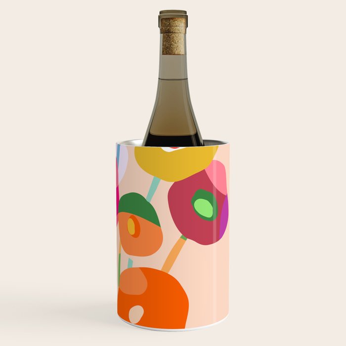 Minimal Abstract Wild floral bouquet on Peach Fuzz Wine Chiller Gallery Image 3
