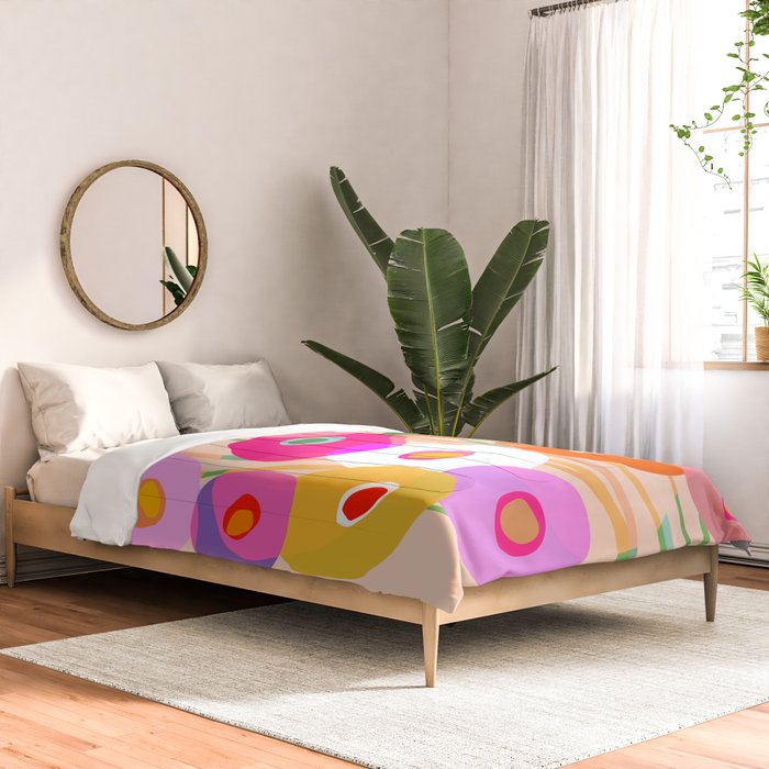 Minimal Abstract Wild floral bouquet on Peach Fuzz Comforter Gallery Image 2