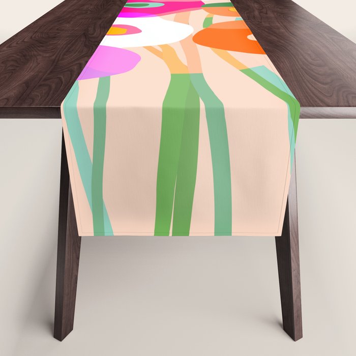 Minimal Abstract Wild floral bouquet on Peach Fuzz Table Runner Gallery Image 1