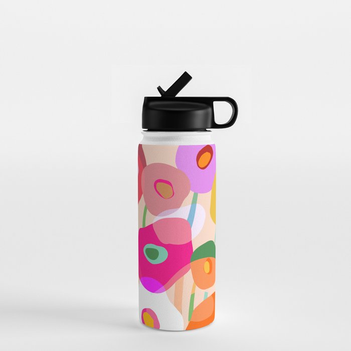 Minimal Abstract Wild floral bouquet on Peach Fuzz Water Bottle Gallery Image 1