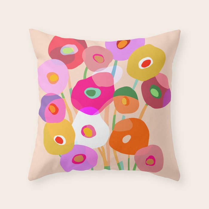 Minimal Abstract Wild floral bouquet on Peach Fuzz Throw Pillow Gallery Image 6