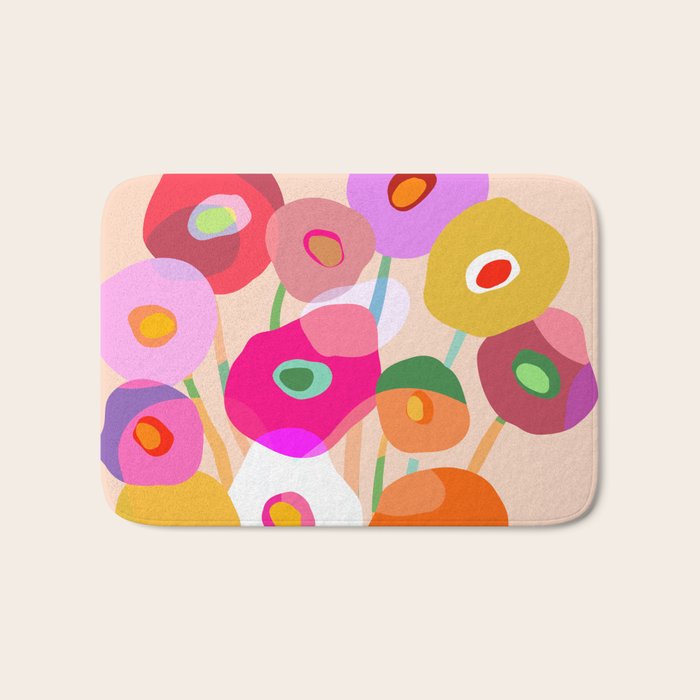 Minimal Abstract Wild floral bouquet on Peach Fuzz Bath Mat Gallery Image 1