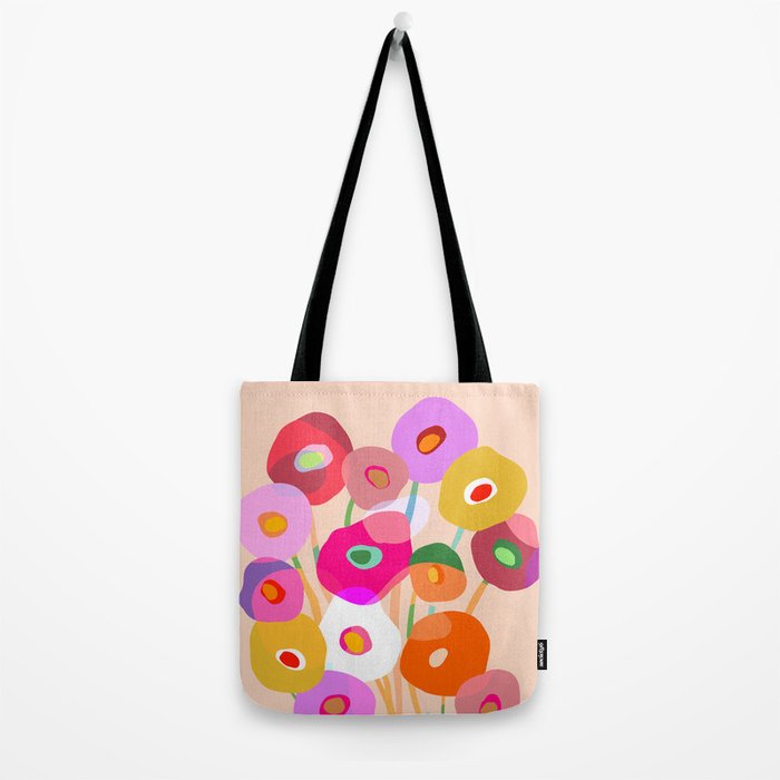 Minimal Abstract Wild floral bouquet on Peach Fuzz Tote Bag Gallery Image 2