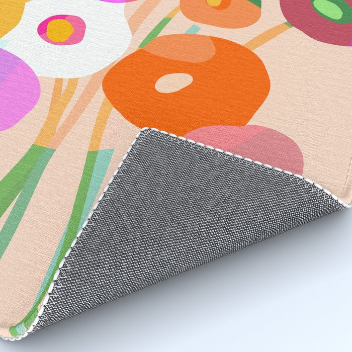 Minimal Abstract Wild floral bouquet on Peach Fuzz Rug Gallery Image 4